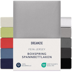 Dreamzie Premium Fitted Sheet 90 x 200 см - 100 x 200 см - Высота сторон 37 см - также для кроватей на пружинах и водяных кроватей - Простыня из 100% хлопка джерси, 150 г/