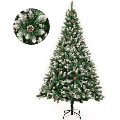 Искусственная елка Gigalumi 1,8 м со снегом и настоящими сосновыми шишками, огнеупорная елка, в комплект входит подставка для елки