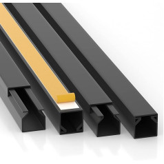 Кабельный канал 10 м, самоклеящийся кабельный канал, белый, со вспененной клейкой лентой, готов к монтажу, крышка кабельного канала, черный