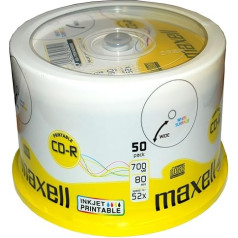 Maxell CD-R записываемый 700 МБ 80 мин 52x с возможностью печати 50 шт.