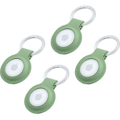 Премиальный кожаный чехол для Apple AirTag - чехол из веганской кожи с прочным кольцом для ключей из нержавеющей стали - портативные защитные чех