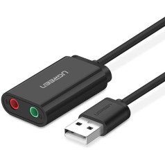 Ugreen внешний адаптер звуковой карты usb -3,5 мм миниджек 15 см (черный)