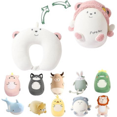 Детская подушка для путешествий JOYRAVO 2-в-1 Деформируемая подушка для шеи, мягкая U-образная подушка с милыми плюшевыми игрушками, уютный комп