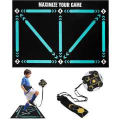 Auveach Футбольный тренировочный коврик 60 x 90 см с регулируемым ремнем Футбольный тренировочный коврик Футбольный тихий тренинг нескользящий