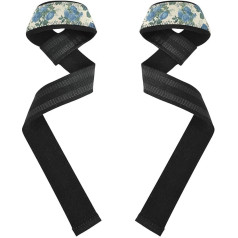 Ремешок для запястья в винтажном стиле, цветочный узор, синие розы, 66 см, силовая тренировка, прочные ремешки для тяжелой атлетики, дедлифти