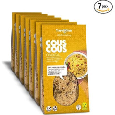Trevijano Cous Cous Oriental: весь вкус восточного кускуса всего из пяти ингредиентов. В каждом пакетике 4 порции кускуса с луком, зеленым перцем, красны