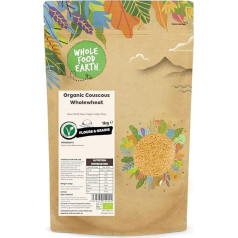 Wholefood Earth Organic Couscous Wholewheat - 1 кг | Raw | GMO Free | Vegan | High Fibre | Certified Organic