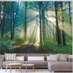 Wycian Tapestry Misty Forest Wall Hanging 300 cm Tapestry XXL Sunshine Through Pine and Cypress Misty Tapestry Microfibre 300 x 260 cm (W x H)