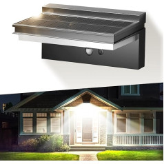 Солнечные светильники для наружного использования с датчиком движения, 4400 мАч, IP65 водонепроницаемый, супер яркий настенный свет, 1500 лм, хол