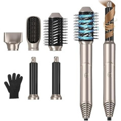 Фен и стайлер для волос UKLISS 5 в 1, набор с феном-щеткой, утюжком для завивки волос горячим воздухом, автоматическими щетками для выпрямления 