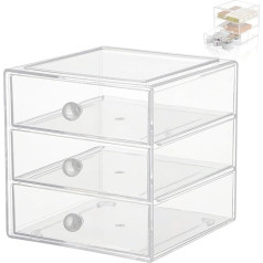 Ящики-органайзеры для косметики: Акриловый органайзер прозрачный ящик для хранения с 3 ящиками Orgenizer Boxes Make-Up Stackable Drawer Box для косметики, уход