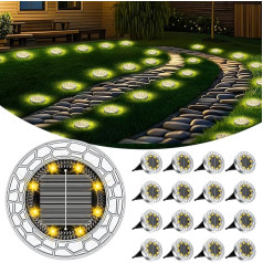 FIFlying Pack of 16 Solar Floor Lights Outdoor 8 LEDs Outdoor Light Solar Light for Garden Waterproof Garden Light for Outdoor Patio Lawn Yard Walkway, Warm White