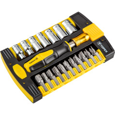 Topex Отверточные биты и торцевые головки с рукояткой, набор из 30 предметов.