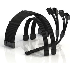 LINKUP - AVA 4-в-1 12VHPWR PCIE 5.0 Power Adapter|600W 16AWG|For All Power Supplies|UL Certified, Sleeved Case|4-Piece Set for RTX5000 RTX4000 GPU|Improve Gaming Performance|40cm Black