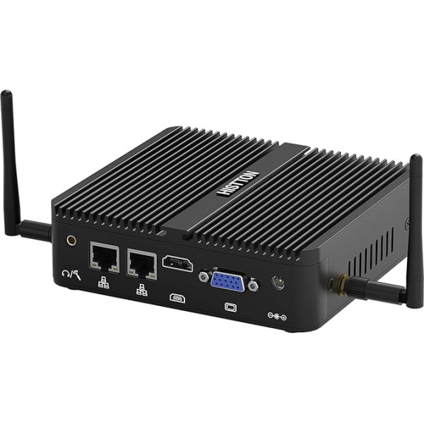 HISTTON N100 мини ПК без вентилятора, DDR4 8GB RAM 128GB SSD, промышленный ПК с 2 RS232 COM, Dual LAN, WiFi 5, BT4.2, HDMI/VGA порт, мини настольный компьютер Windows 11 Pro