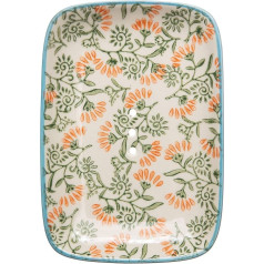 Tranquillo Fleur Квадратная мыльница из керамогранита с отверстиями для слива воды 13,5 x 9,5 x 2 см