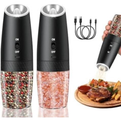 Электрическая мельница для соли и перца XWXO Gravity, USB-перезаряжаемая, со светодиодной подсветкой, управление одной рукой, автоматический помо