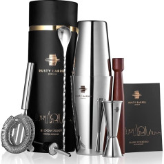 Rusty Barrel Bloomsbury Cocktail Set - Набор шейкеров для коктейлей из нержавеющей стали с мерным стаканчиком, мадлером, барной ложкой и аксессуарами | Набо