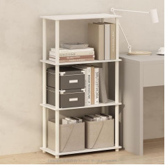 Furinno Turn-N-Tube 4-Tier Multifunctional Shelf Display Shelf Unit Bookcase White/White