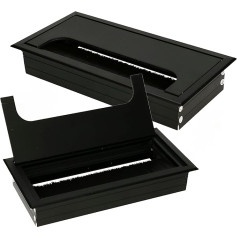 KOTARBAU® Комплект из 2 алюминиевых кабельных втулок 160 x 80 мм для мебели Черный кабельный короб Кабельный проход Квадратный анодированный