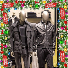 FVNT0029 Рождественские украшения Ленты Наклейки 200 х 25 см Гирлянды Рождество Счастливые праздники С Новым годом Витрина прозрачная Съемная П