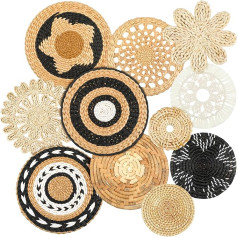 Tatuo Boho Wall Basket Decor Decorative Bulrush Woven Basket Wall Decor Boho Wall Art Round Farmhouse Wall Hanging Baskets for Kitchen Rustic Home Decor Christmas Decor