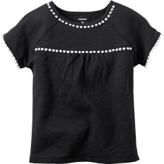 Carter's Baby Girls' S/S Pompom Trim Top, Black, 18 Months, черный