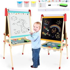 Aiwo Художественный мольберт для детей 2-8 лет, магнитная доска для мела и белая доска, регулируемый по высоте мольберт, подарок и художествен