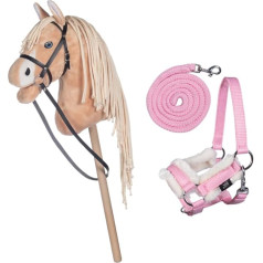 HKM Kids Hobby Horse, Palomino, Beige, с недоуздком и поводком розового цвета, лошадь для детей, игрушка лошадь