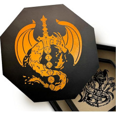 Fantasydice Chromatic Dragon Dice Sword Dice Tray 8 Inch Octagonal with Lid and Cube Stage Area Holds 5 Sets (7 Dice Set/Standard) for All Tabletop RPGs such as D&D, Call of