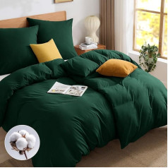 BEDELITE Постельное белье 135 x 200 см Хлопок 4-Piece - Пододеяльники 135 x 200 см Комплект из 2 темно-зеленых с 2 наволочками 80 x 80 см, Oeko-Tex Постельное белье 
