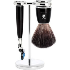 MÜHLE Rytmo Series Shaving Set Black Fibre Compatible with Gillette Blades High-Grade Resin Black