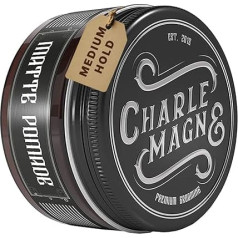 Charlemagne Matte Hair Pomade for Men, 100 ml, Leather Fragrance, Water-Based Hair Pomade Men, Hair Styling Mat Pomade for Men, Developed by Hairdressers (1 Pack (Medium Hold))