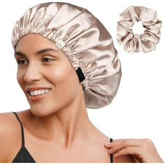 Yanibest Двухслойный атласный боннет Шелковый боннет для сна Регулируемый боннет для женщин с вьющимися натуральными волосами