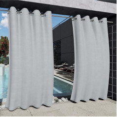 Занавес для улицы - 132 x 215 см серый / белый с люверсами сверху и снизу - водонепроницаемый экран для защиты от солнца на балконе, патио, веранд