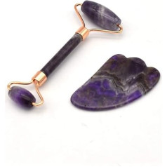 Ролик для лица из аметиста и доска Гуаша, сваренный ролик из нефрита, двойное исцеление шеи, тонкий массажер, антивозрастной ролик из нефри