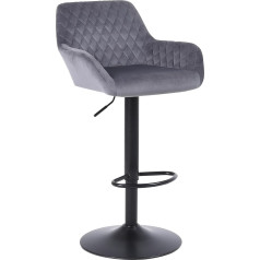 Ralex-Chair Барный стул, комплект из 1, регулируемый по высоте, бархатная ткань, вращающийся барный стул, столовый стул для завтрака со спинкой и 