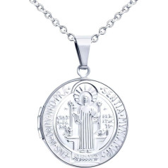 MicLee Женщины Ожерелье Фотография Иисус Крест Круглый Медальон Открыть С Цепи Фото Фотографии Амулет Нержавеющей Стали Кулон Ожерелье С Под