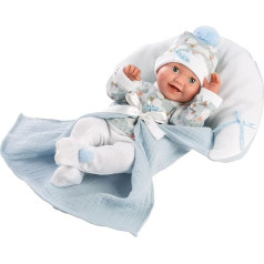 Llorens 1063595 Кукла Бимбо с голубыми спящими глазами, кукла-младенец с виниловым мальчиком, в комплекте голубой наряд, кукла и мягкое одеяло, кук
