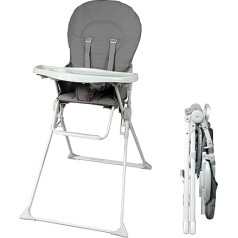 Bambisol Baby High Chair Foldable Firm Ultra Compact Lightweight Removable Tray Adjustable Grey