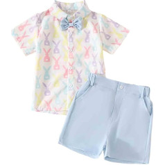 2025 Лето Мальчики И Девочки 2 Шт. Мультфильм Принт Набор Повседневная Детская Одежда Плед С Коротким Рукавом Топы Короткие Спортивные Одноц