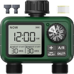 XinFuture ирригационный компьютер 2 выхода, большой ЖК-дисплей, таймер полива, автоматический таймер полива с задержкой дождя/ручной/тап-таймер