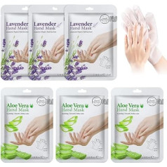 Handmaske, 6 Stück, feuchtigkeitsspendende Handschuhe, feuchtigkeitsspendend, Lavendel, zur Reparatur von rauer Haut für trockene und rissige Haut