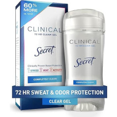 Secret Clinical Strength Deodorant and Antiperspirant for Women, Clear Gel, Completely Clean, 2.6 Oz.