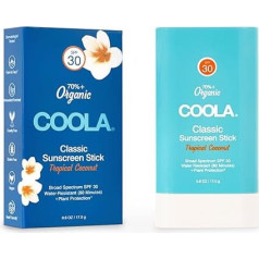 COOLA Classic Sunscreen Face & Body Stick with Sun Protection SPF 30, солнцезащитный стик для путешествий, тропический кокос, 17,0 г.