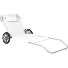 Складной шезлонг Avilia на колесиках, 3 положения регулируются, изготовлен из стали и полиэфирной ткани, включает подголовник, идеально подхо