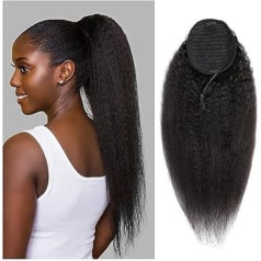 Здоровье 12-26 дюймов Хвост-струна для черных женщин, Kinky прямые человеческие волосы хвост расширения, бразильские реми волосы, Яки прямые кл