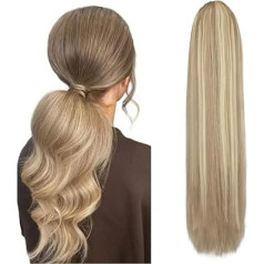 Наращивание Haar Highlight Blonder langer Pferdeschwanz 120G Clip-In Haarverlängerungen Kordelzug Glatt Clip In 100% Echthaarverlängerungen #P8/613 Haarpflege(14inch)