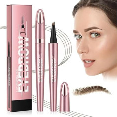 2025 Magic Eyebrow Pencil, Waterproof, 3D Micro Eyebrow Pencil, Dark Brown Eyebrow Pencil with 4 Fork Tip Applicator, Brow Pencil Creates Effortless Natural Looking Brows (Light Brown)