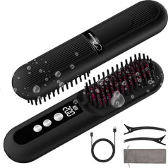 Беспроводная щетка для выпрямления волос 10000 мАч, 30 секунд быстрого нагрева 80 минут работы Миллионы отрицательных ионов Портативная мини-щ